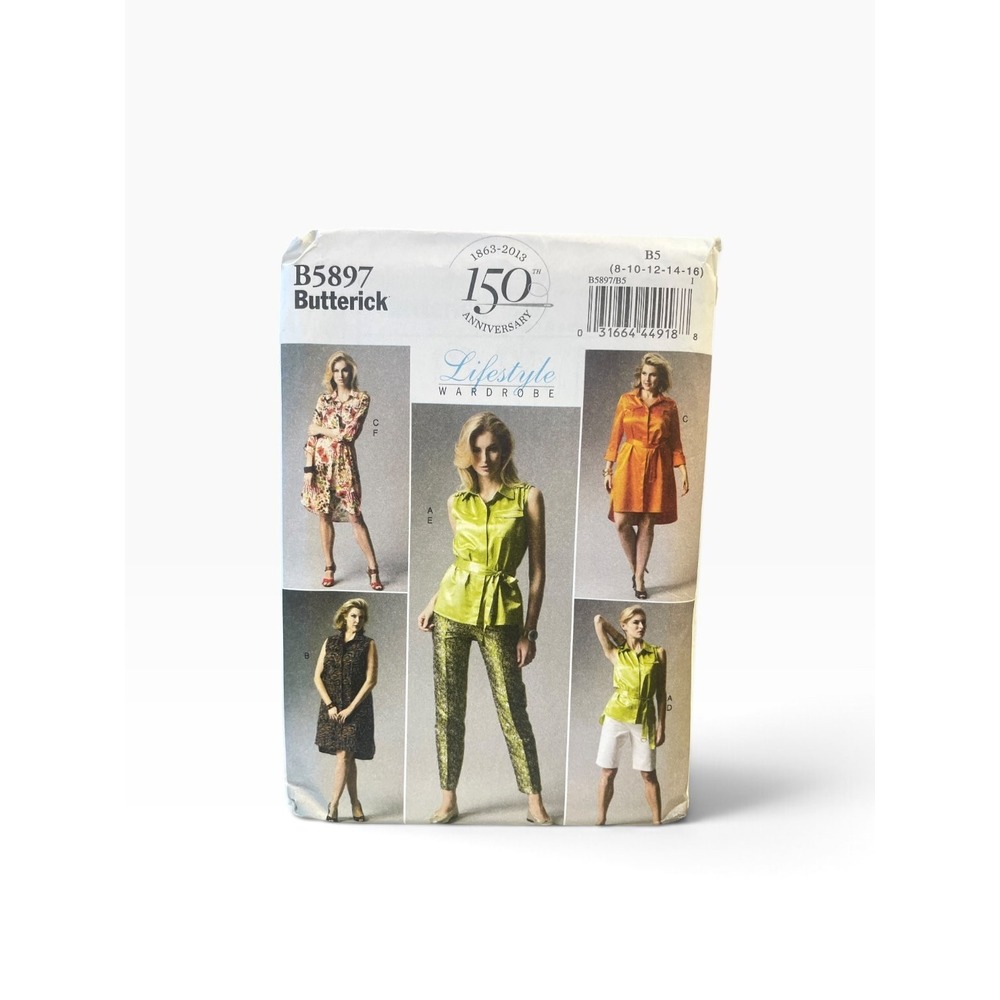 Butterick B5897 Sewing Pattern Women Size 8-16 Wardrobe Dress Top Pants Shorts